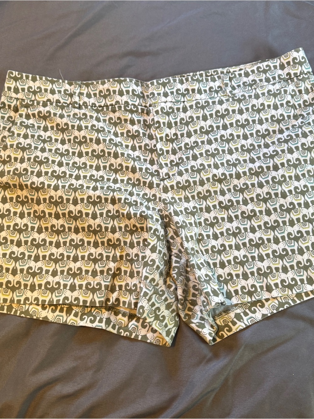 Banana Republic Women’s Elephant Print Shorts size 14 green/white animal print